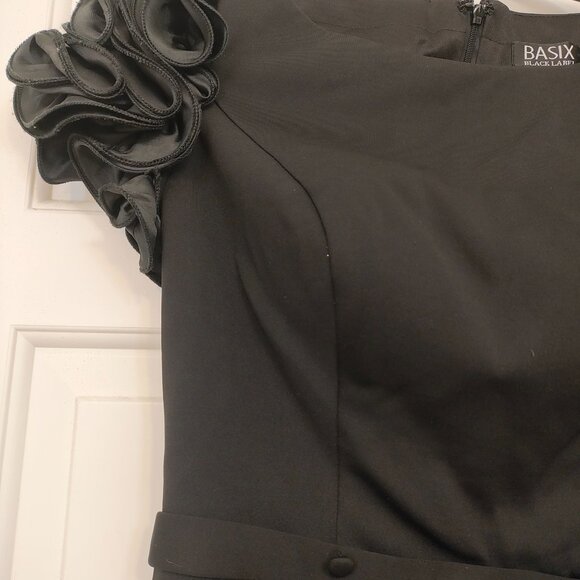 BASIX BLACK LABEL ROSETTE SLEEVE COCKTAIL DRESS IN BLACK - Picture 3 of 7